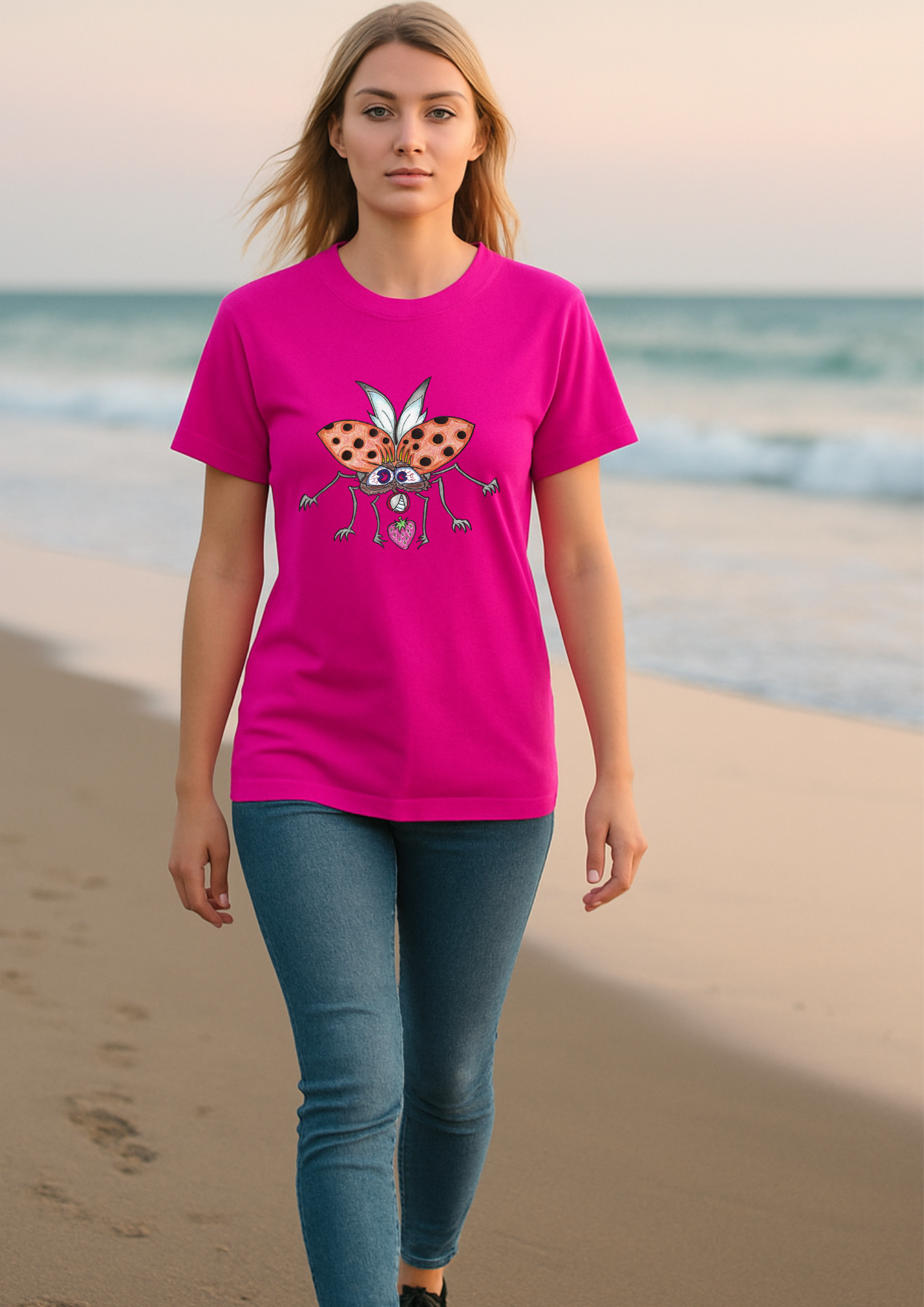Short sleeve unisex T-shirt (Ladybird) Fuchsia