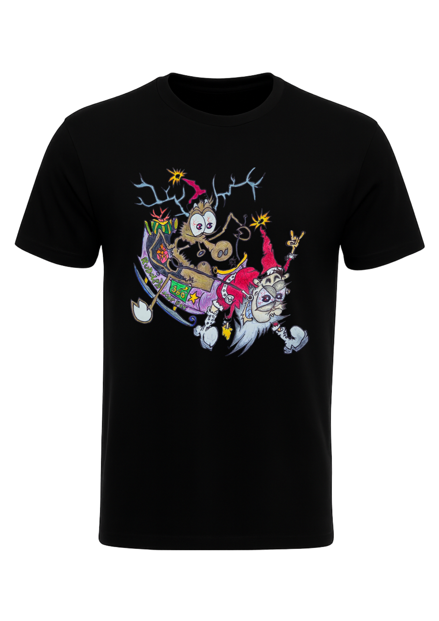 Christmas short sleeve unisex T-shirt (Santa Clause) Black