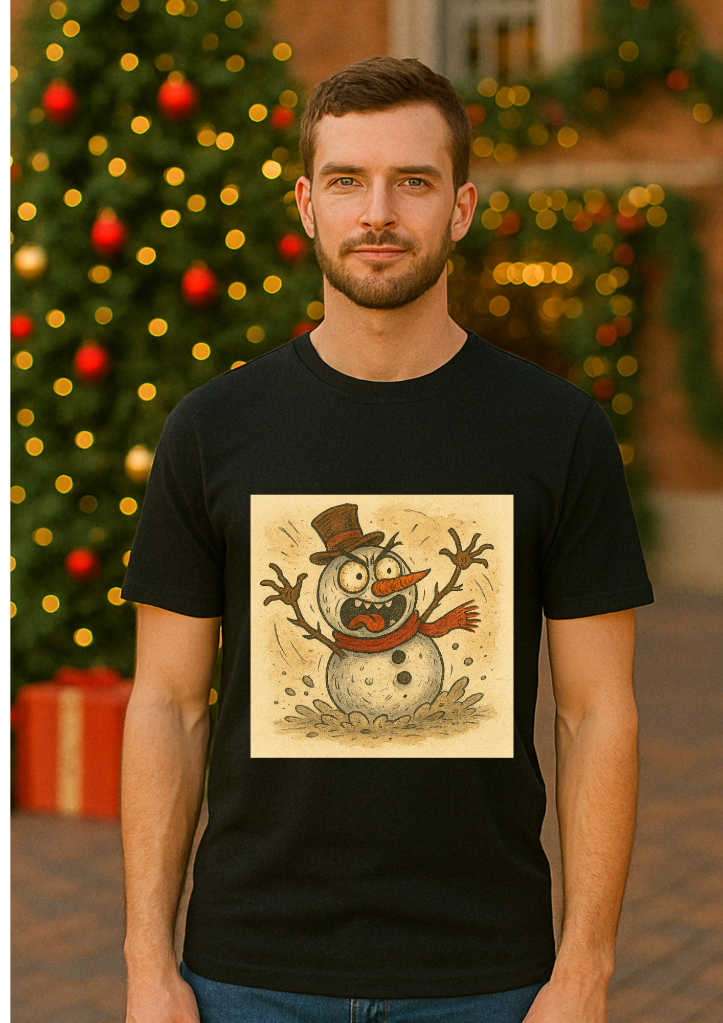 Christmas short sleeve unisex T-shirt (Snowman)