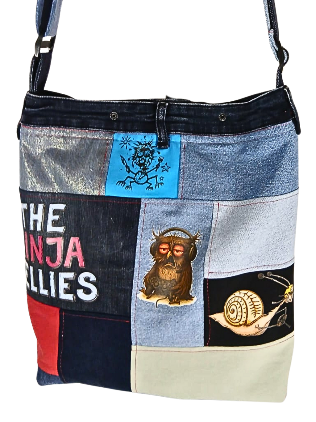 One-of-a-Kind Upcycled Bag – Gamer Owl & Friends