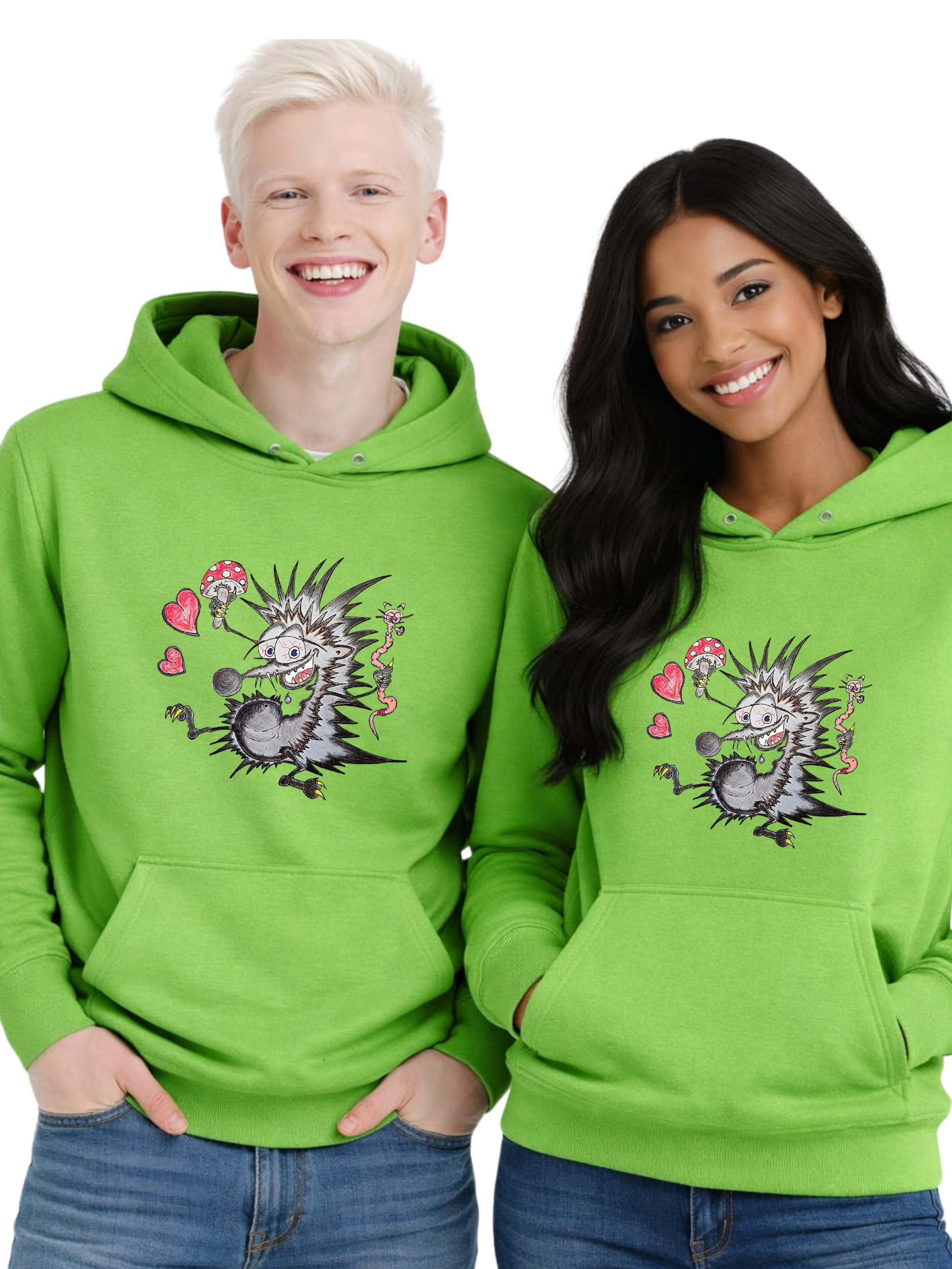 Spiky the Hedgehog & Wiggle Worm – Adult Unisex Hoodie