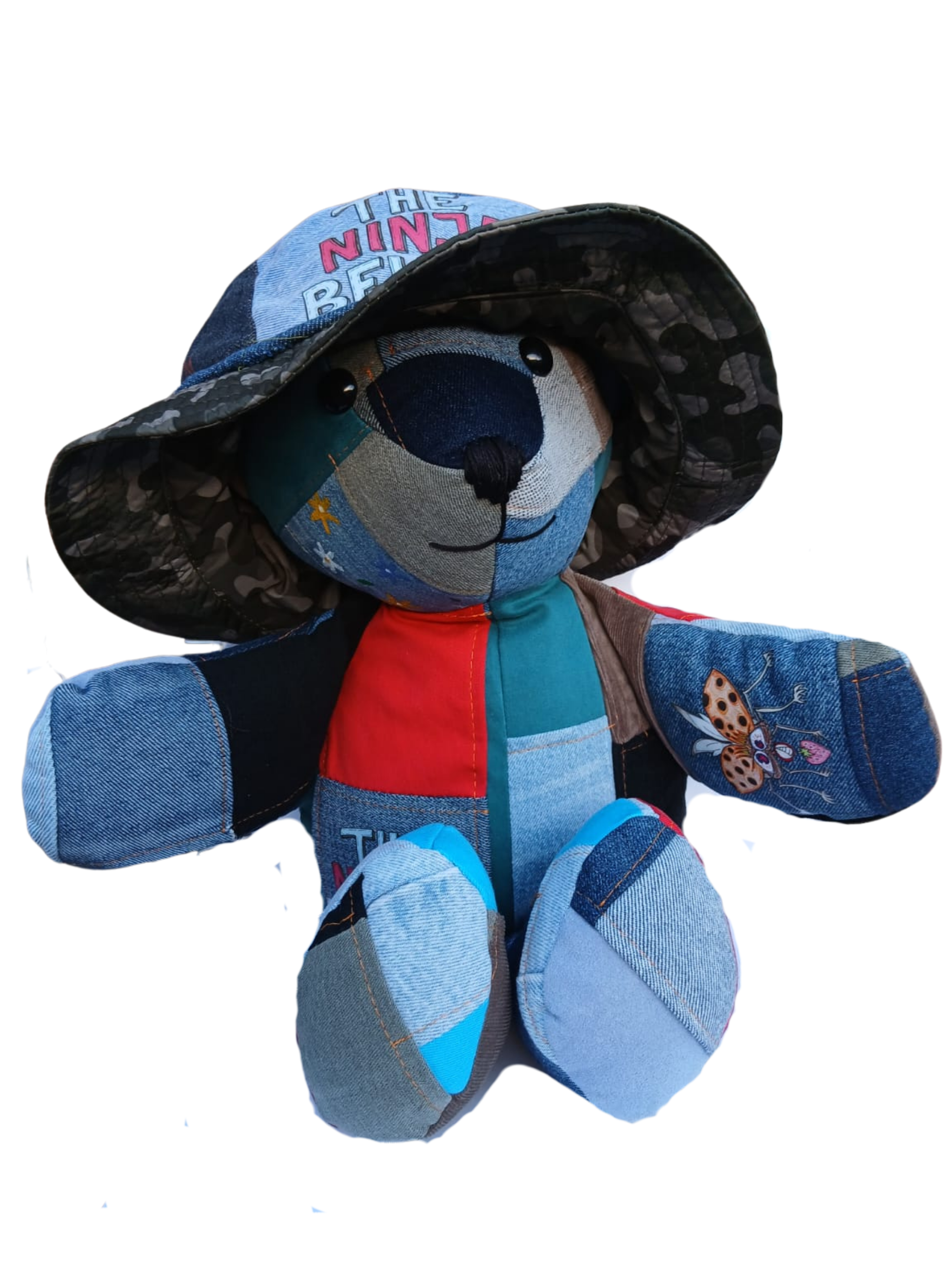 Upcycled Decorative Teddy Bear with Hat – One of a Kind