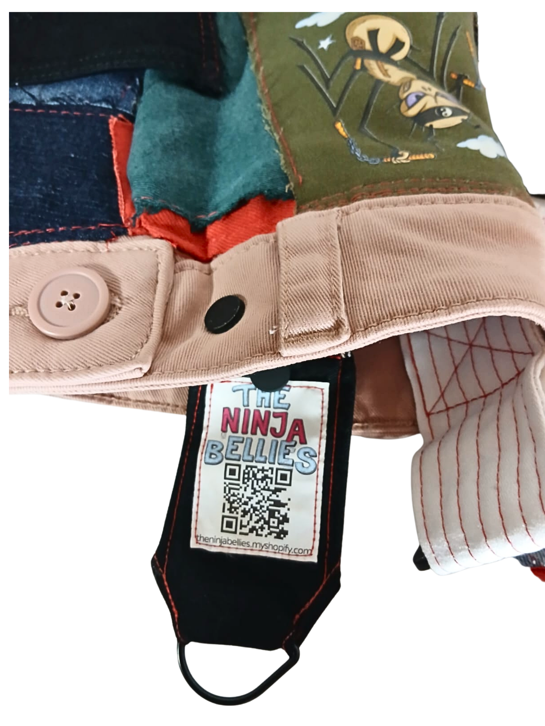 ONE OF A KIND – Upcycled Ninja Bellies Bag  (Spiky, Crazy Moon, Cricket, Sensei Crunchy)