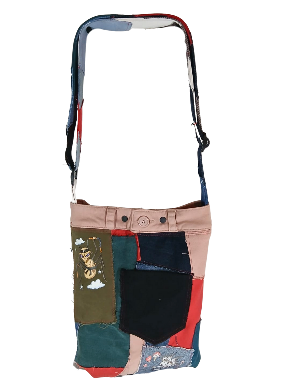 ONE OF A KIND – Upcycled Ninja Bellies Bag  (Spiky, Crazy Moon, Cricket, Sensei Crunchy)