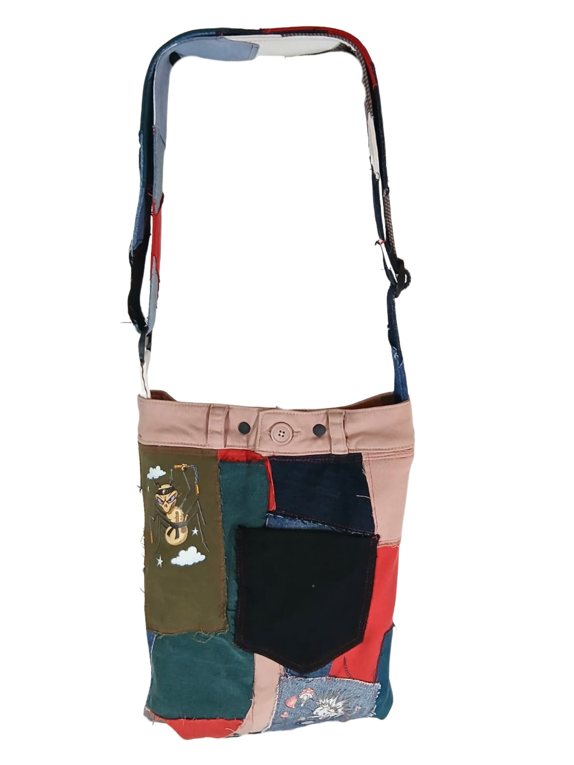 ONE OF A KIND – Upcycled Ninja Bellies Bag  (Spiky, Crazy Moon, Cricket, Sensei Crunchy)