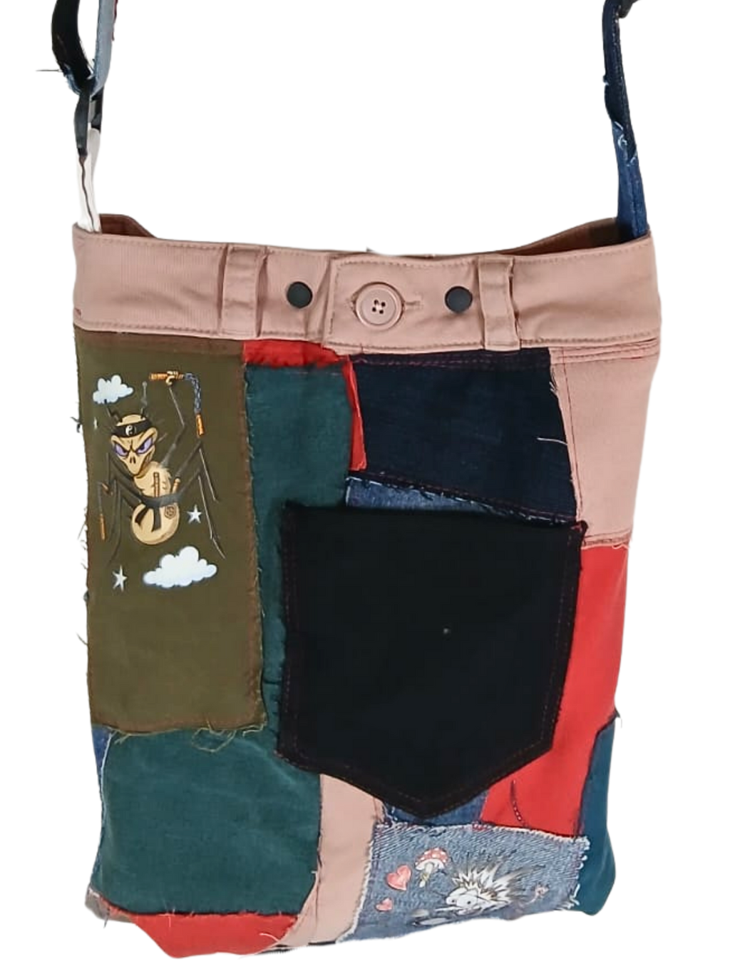 ONE OF A KIND – Upcycled Ninja Bellies Bag  (Spiky, Crazy Moon, Cricket, Sensei Crunchy)