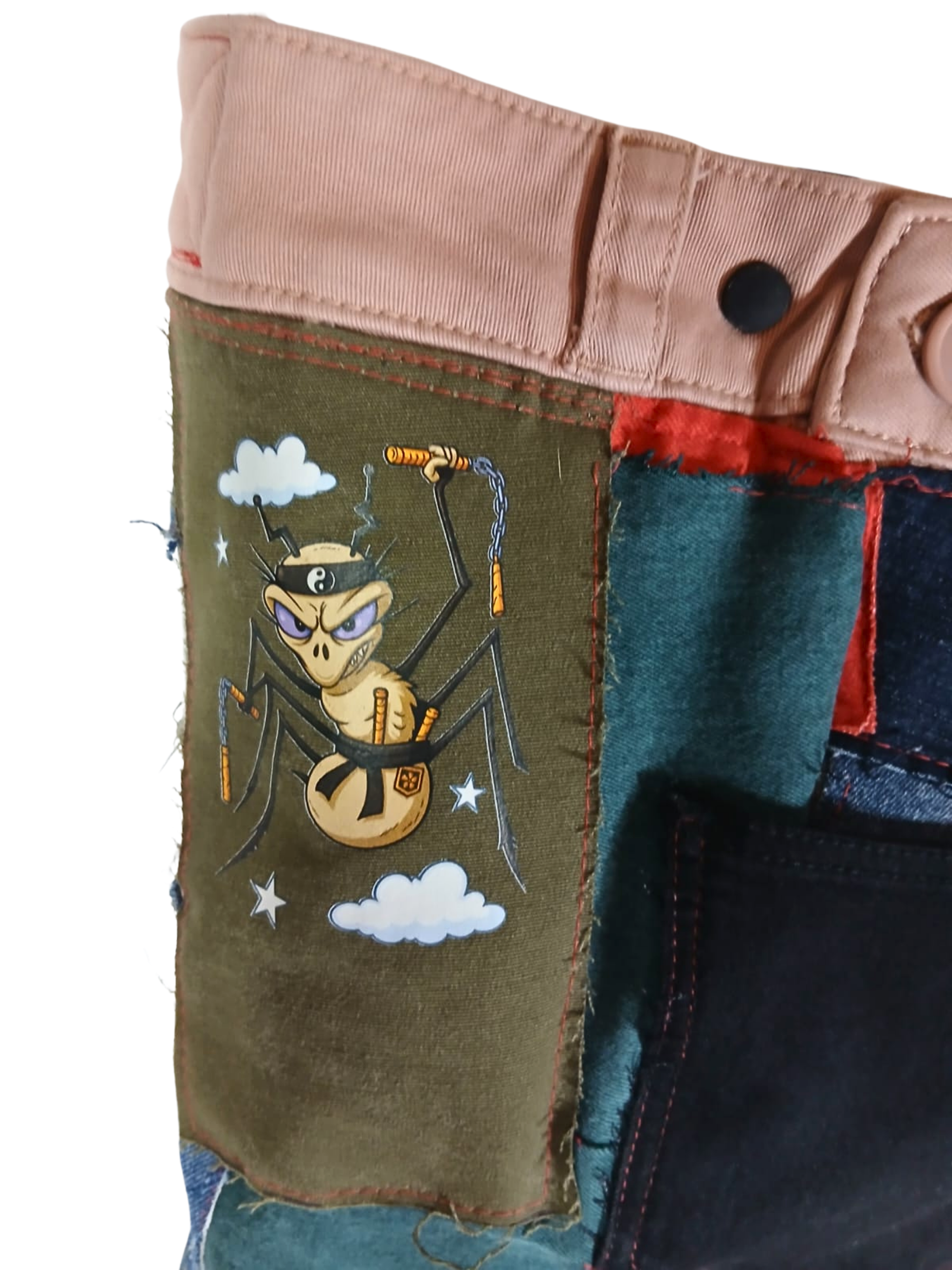 ONE OF A KIND – Upcycled Ninja Bellies Bag  (Spiky, Crazy Moon, Cricket, Sensei Crunchy)