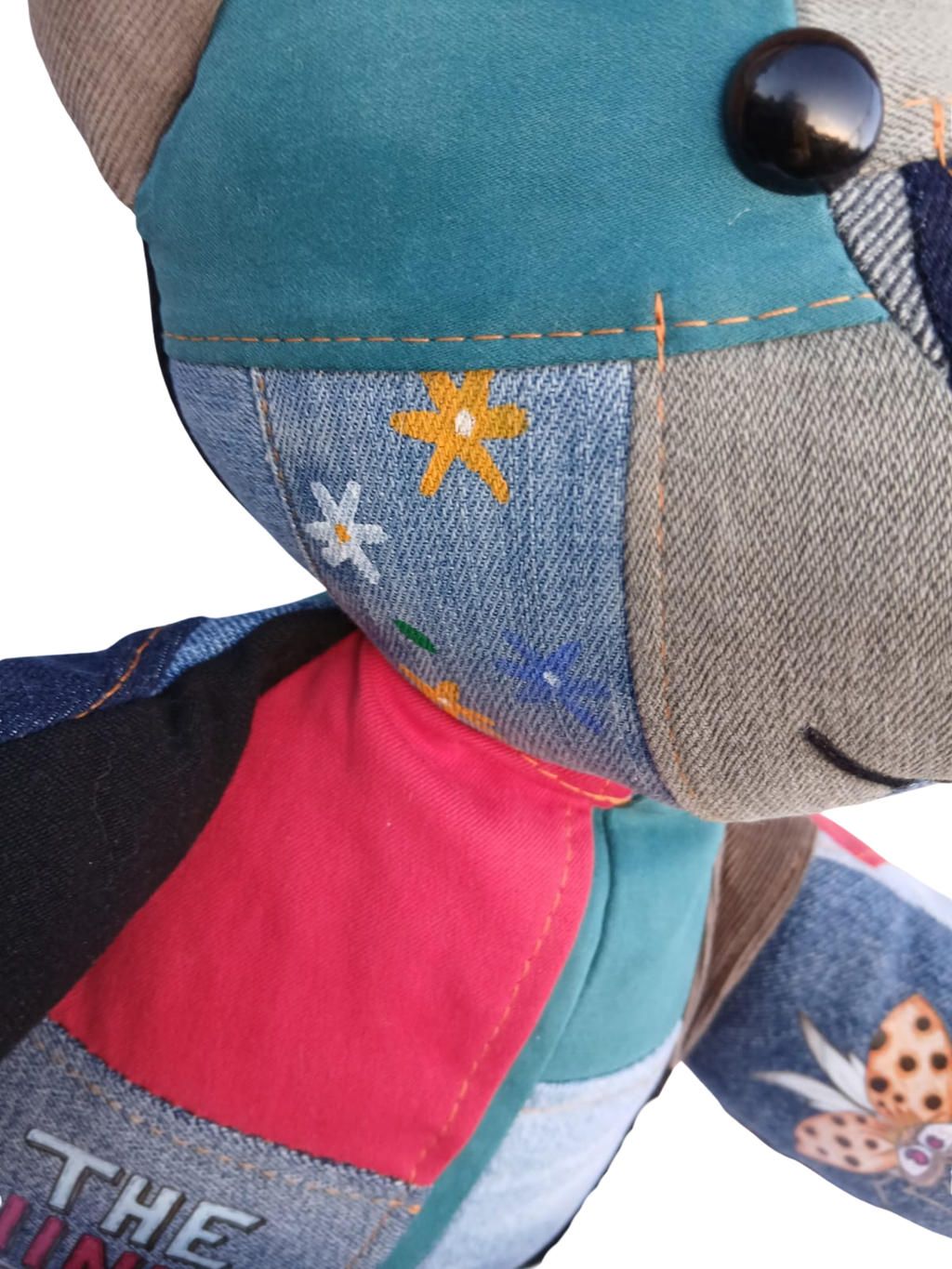 Upcycled Decorative Teddy Bear with Hat – One of a Kind